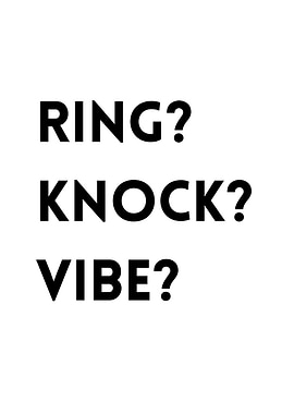 Ring? Knock? Vibe? White background