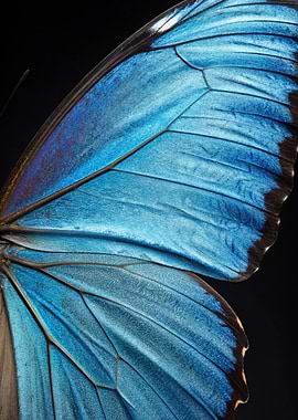 Blue Butterfly Wing Close-Up