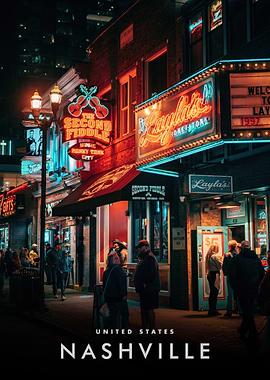 Nashville Broadway at Night