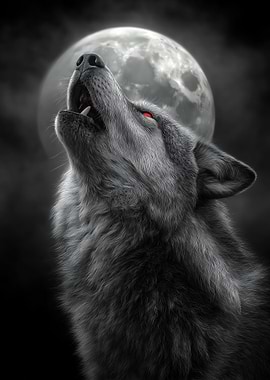 Wolf Howling at the Moon