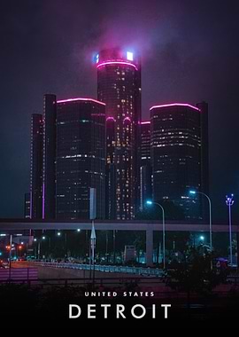 Detroit Cityscape at Night