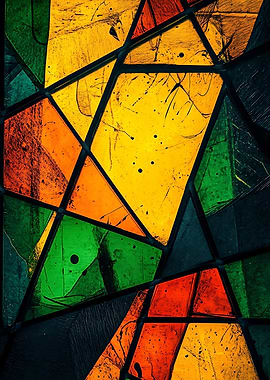 Abstract stained glass composition of vibrant