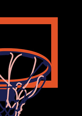 Basketball hoop illustration on black background