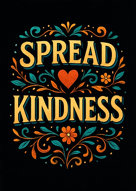 Spread Kindness Floral Typography Art