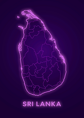Sri Lanka Neon Map