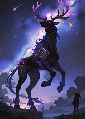 Celestial Deer with Starry Antlers