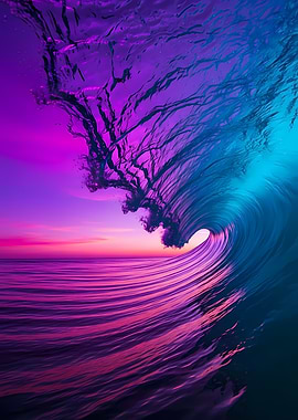 Ocean Wave at Sunset