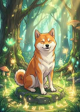 Shiba Inu in Enchanted Forest
