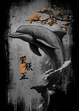 Ukiyo Minimalism Dolphin