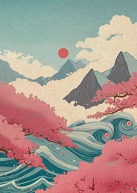 Spring Cherry Blossoms Landscape