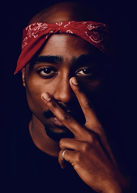 Tupac Shakur Portrait with Red Bandana
