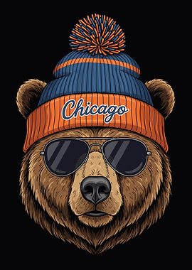 Chicago Bear with Hat and Sunglasses