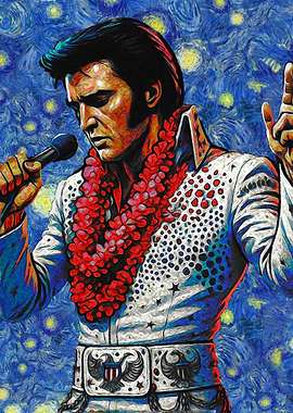 Elvis Presley Starry Night Style Portrait