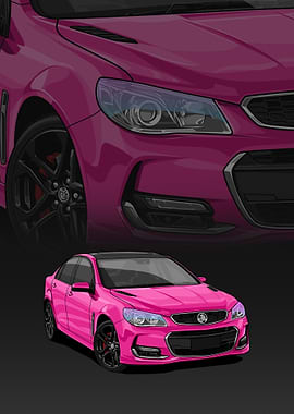 Pink Holden VFII Commodore Illustration