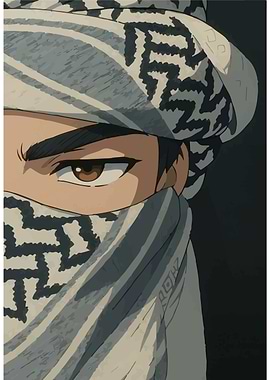 Anime Man with Keffiyeh Close-Up