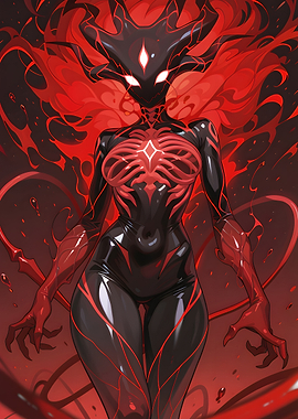 Red and Black Abstract Figure