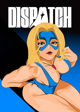 Dispatch Blonde Superheroine Cartoon Illustration