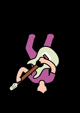 Cartoon Guitarist on Black Background