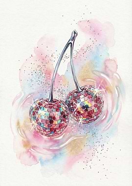 Disco Cherry Watercolor