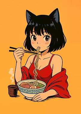 Anime Girl Eating Ramen