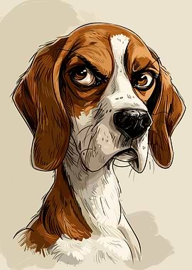 Grumpy Beagle Caricature