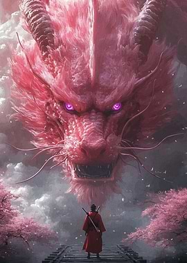 Samurai and Pink Dragon Confrontation