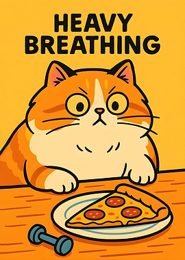 Heavy Breathing Cat with Pizza