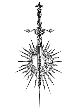 Sword and Sun Tattoo Design