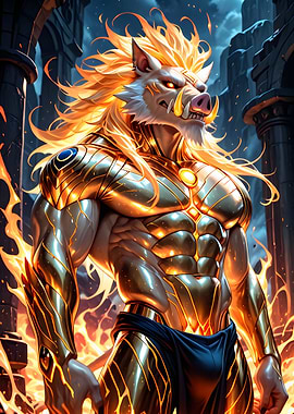 Boar Warrior in Golden Armor