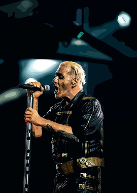 Singer on Stage with Microphone