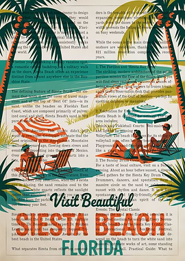 Siesta Beach Florida Travel Poster