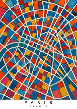 Colorful Paris Map Art