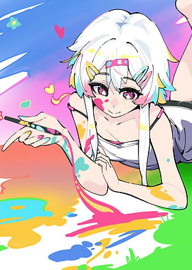 April Painting with Colorful Splatters