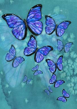 Blue Butterfly Watercolor Painting