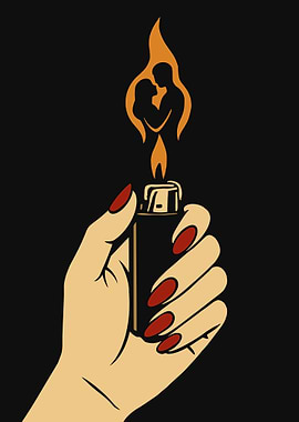 Lighter Flame Couple Silhouette