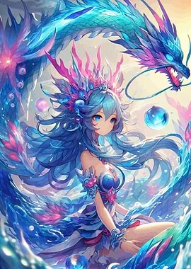 Anime Girl with Dragon