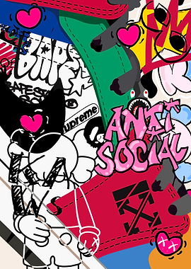 Streetwear Collage with Cartoon Characters