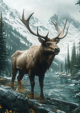Majestic Elk in Mountain Landscape