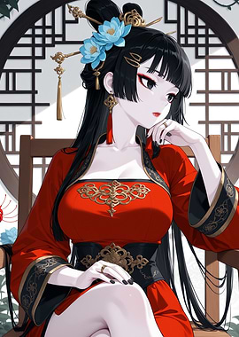 Anime Girl in Traditional Chinese Dress