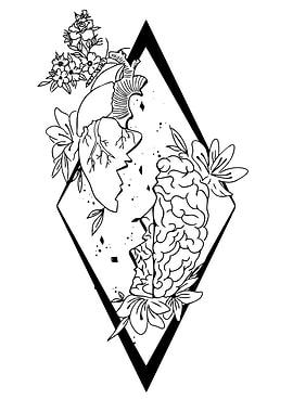 Heart and Brain Floral Diamond