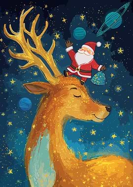 Santa and Reindeer in Space