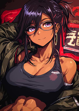 Anime Girl with Glasses and Jacket