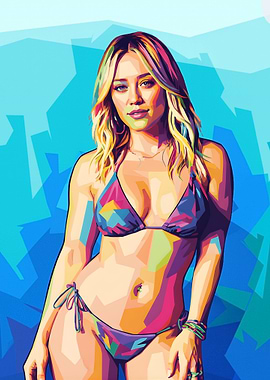 Woman in Bikini Pop Art Portrait