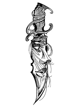 Ornate Dagger with Abstract Face