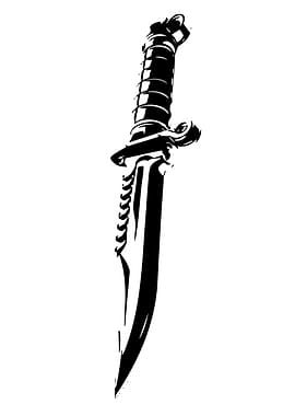 Black and White Combat Knife