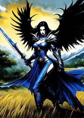 Winged Warrior Woman with Sword