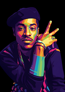 Colorful Portrait of Man with Beret