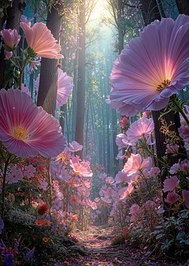 Floral Path in Dreamy Forest