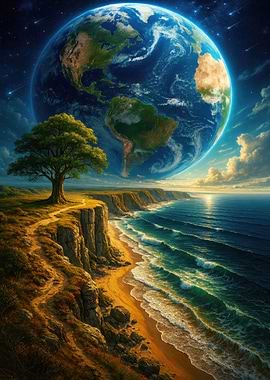 Earth Above Coastal Cliff Landscape