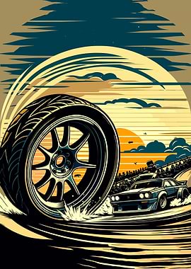 Car Racing Wheel Graphic Art